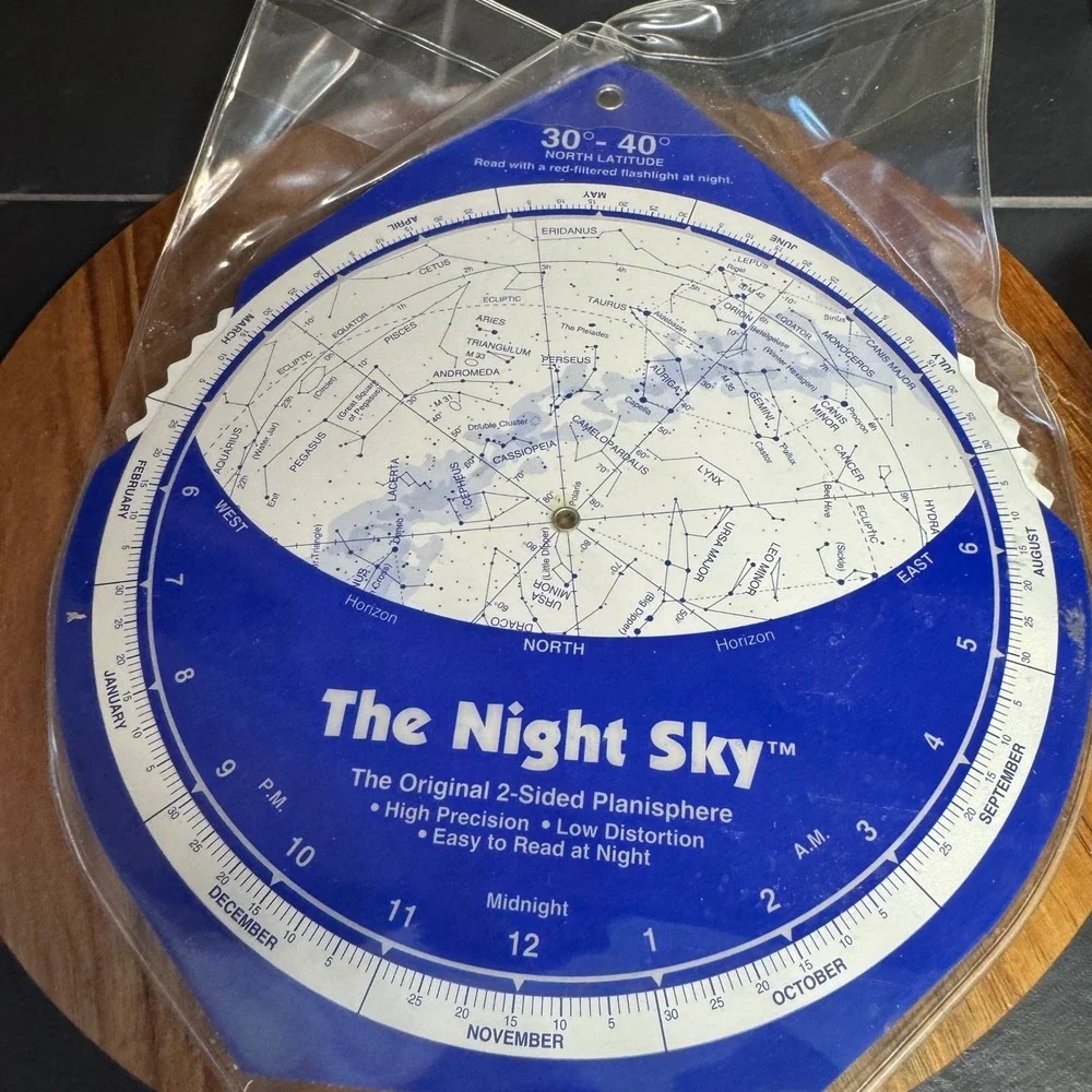 The Night Sky Original 2-Sided Planisphere 30-40 North Latitude Star Chart Map